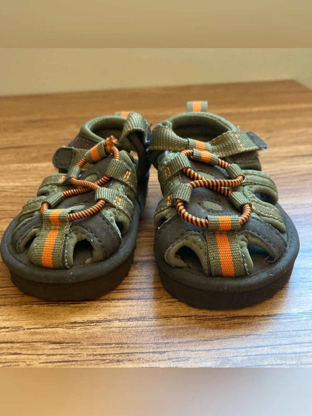 5/$15 Carter’s Baby Olive Green and Orange Sandals 2